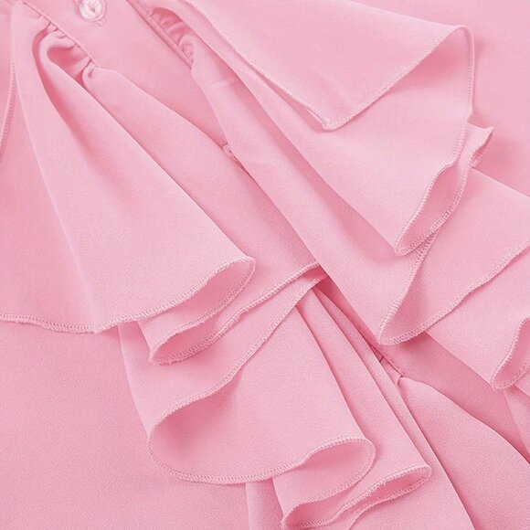 Ruffle Chiffon Statement top in Pink NWOT!!!!!!! - Picture 5 of 5